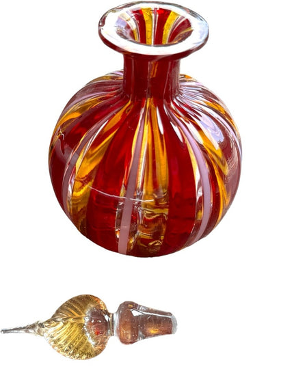 Mid-Century Italian Venetian Murano Glass  Perfume Bottle Red pink