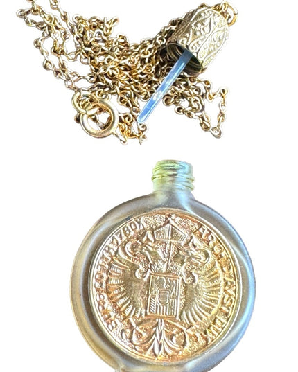 Austria vintage mid century 1950s Embelished oranate perfume bottle necklace