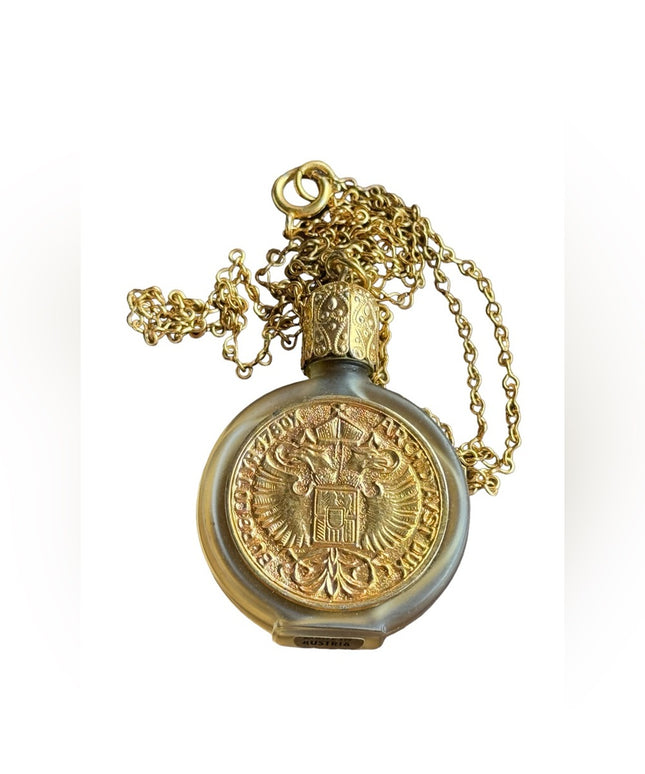 Austria vintage mid century 1950s Embelished oranate perfume bottle necklace
