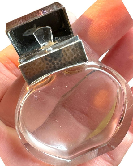 1950s vintage mid century sterling silver & glass miniature perfume bottle Paris