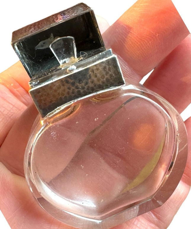 1950s vintage mid century sterling silver & glass miniature perfume bottle Paris