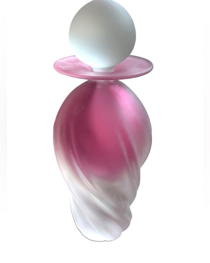 Rare 1994 HOTGLASS Satin finish handmade raspberry pink swirl perfume bottle