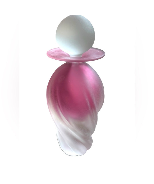 Rare 1994 HOTGLASS Satin finish handmade raspberry pink swirl perfume bottle