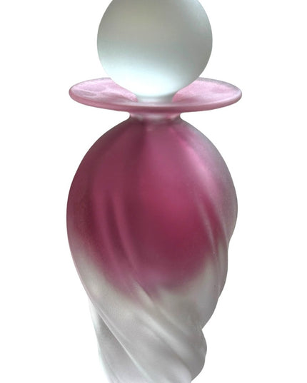 Rare 1994 HOTGLASS Satin finish handmade raspberry pink swirl perfume bottle