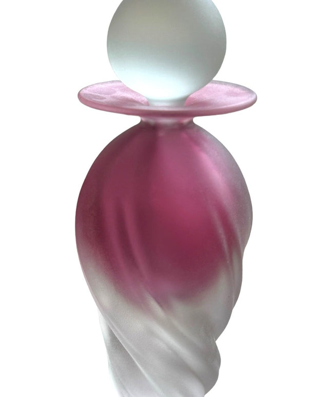 Rare 1994 HOTGLASS Satin finish handmade raspberry pink swirl perfume bottle
