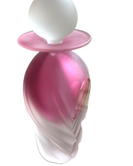 Rare 1994 HOTGLASS Satin finish handmade raspberry pink swirl perfume bottle