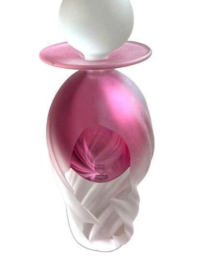 Rare 1994 HOTGLASS Satin finish handmade raspberry pink swirl perfume bottle
