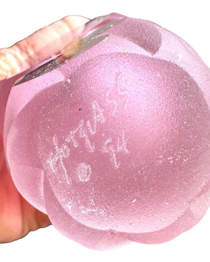 Rare 1994 HOTGLASS Satin finish handmade raspberry pink swirl perfume bottle