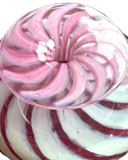 RARE White & Raspberry Murano Vintage handmade swirl perfume bottle
