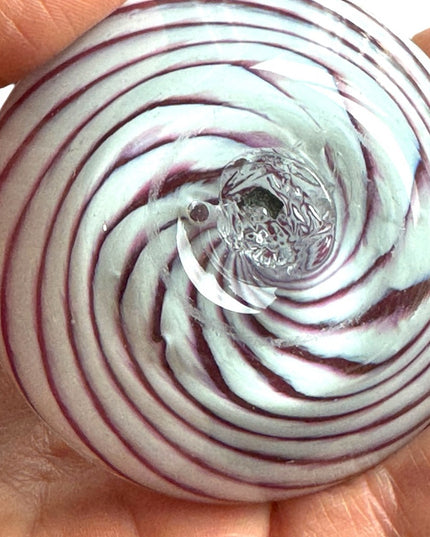 RARE White & Raspberry Murano Vintage handmade swirl perfume bottle