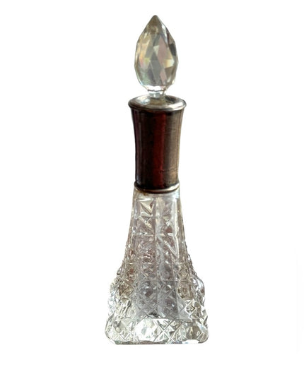 Antique Art Deco Stunning cut crystal CZECH Sterling scrolled perfume bottle