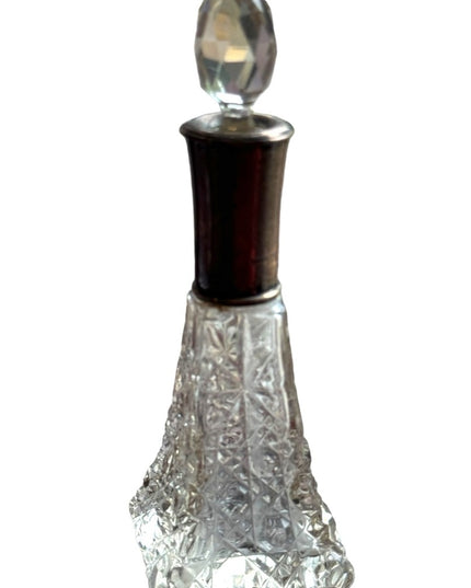 Antique Art Deco Stunning cut crystal CZECH Sterling scrolled perfume bottle