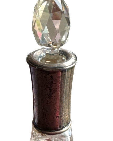 Antique Art Deco Stunning cut crystal CZECH Sterling scrolled perfume bottle