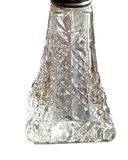 Antique Art Deco Stunning cut crystal CZECH Sterling scrolled perfume bottle