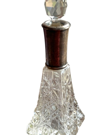 Antique Art Deco Stunning cut crystal CZECH Sterling scrolled perfume bottle