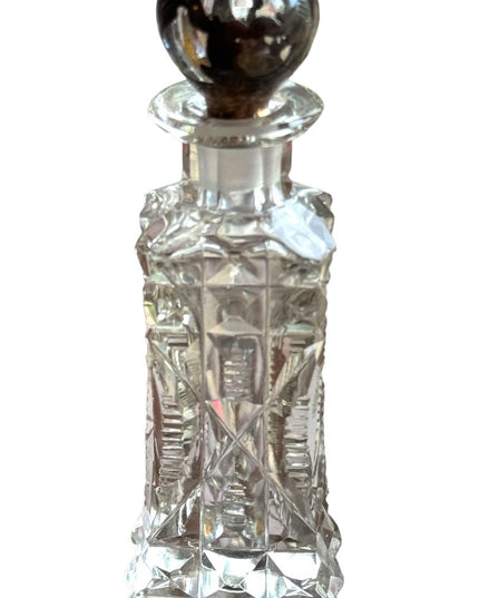 Antique Art Deco Stunning cut crystal CZECH Sterling scrolled perfume bottle