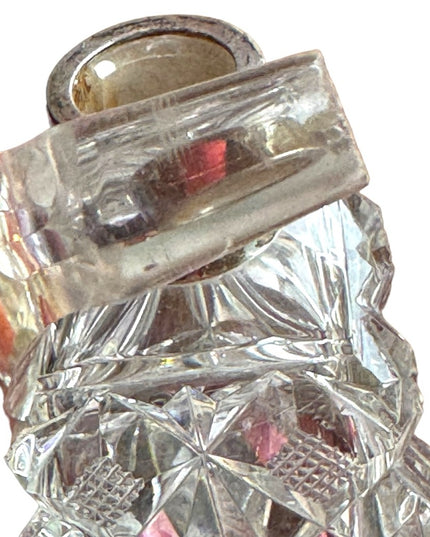 Art Deco Antique Czech cut crystal heavy sterling & glass faceted perfume bottle