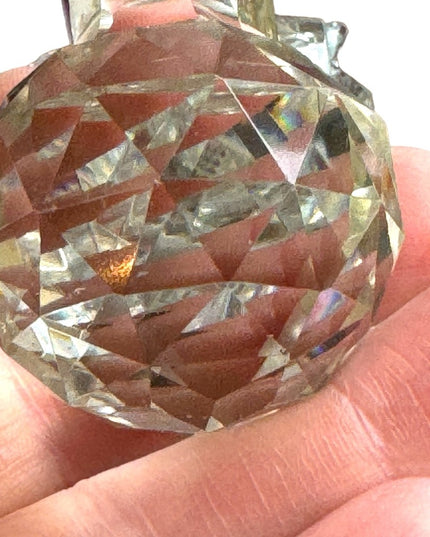 Art Deco Antique Czech cut crystal heavy sterling & glass faceted perfume bottle