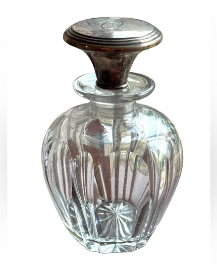 RARE Art Deco Victorian Antique sterling silver glass crystal perfume bottle