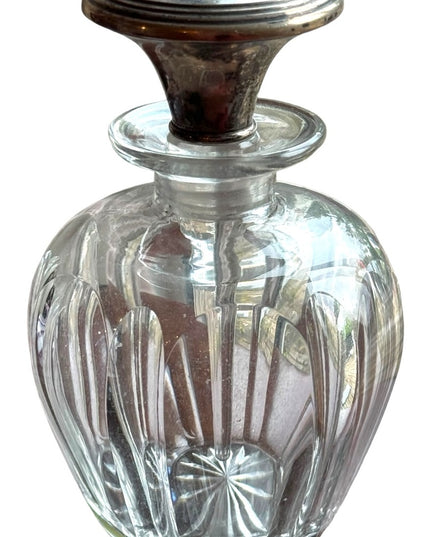 RARE Art Deco Victorian Antique sterling silver glass crystal perfume bottle