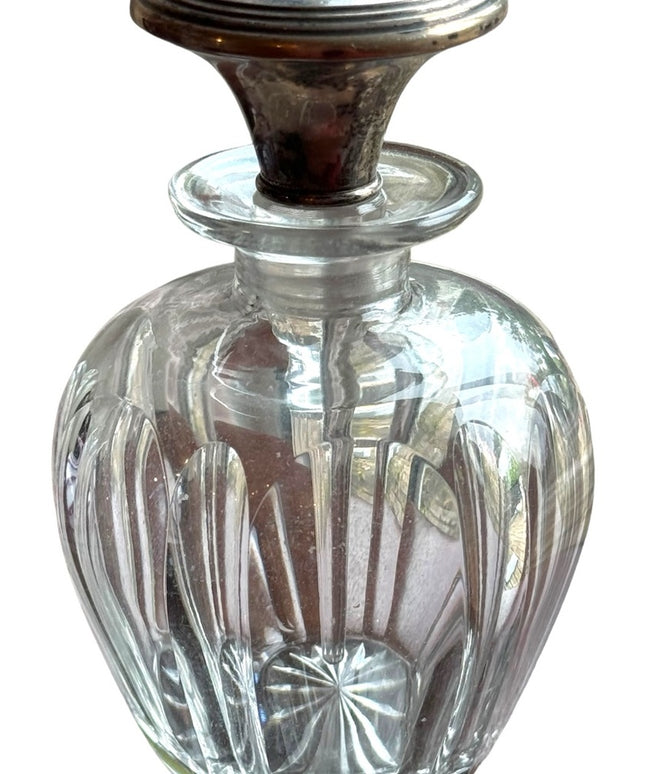 RARE Art Deco Victorian Antique sterling silver glass crystal perfume bottle