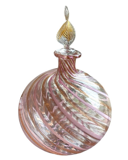 Vintage LG Valentina Murano Italy pink gold  handmade glass perfume bottle