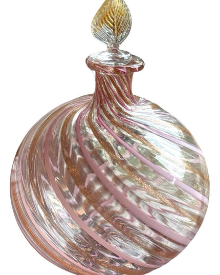 Vintage LG Valentina Murano Italy pink gold  handmade glass perfume bottle