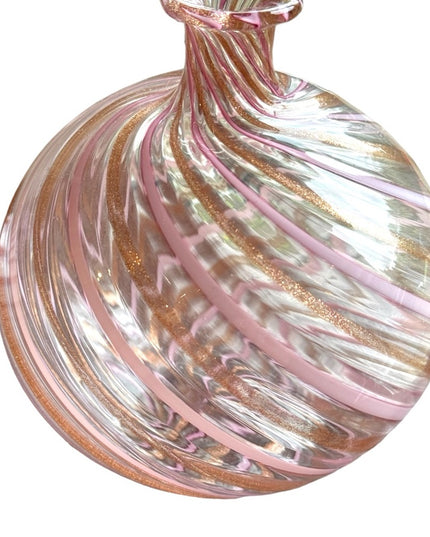 Vintage LG Valentina Murano Italy pink gold  handmade glass perfume bottle