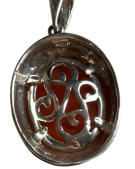 Lovely sterling silver 925 Three Graces Cameo with marcasites and enamel bezel