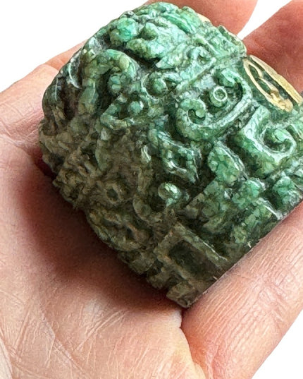 Vintage Mesoamerica Olmec Colossal Head Malachite paper weight Aztec Mayan