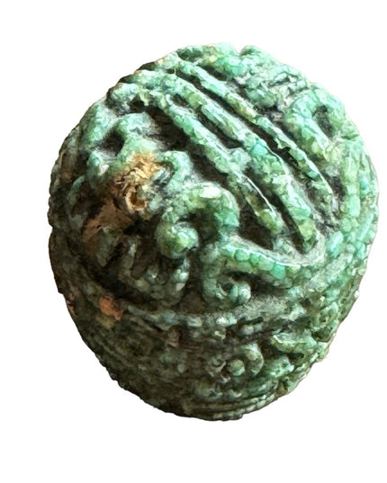 Vintage Mesoamerica Olmec Colossal Head Malachite paper weight Aztec Mayan