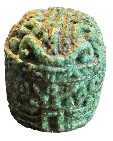 Vintage Mesoamerica Olmec Colossal Head Malachite paper weight Aztec Mayan