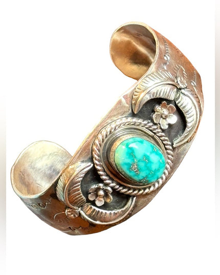Vintage Southwestern Navajo Sterling silver 925 Handmade turquoise Cuff bracelet