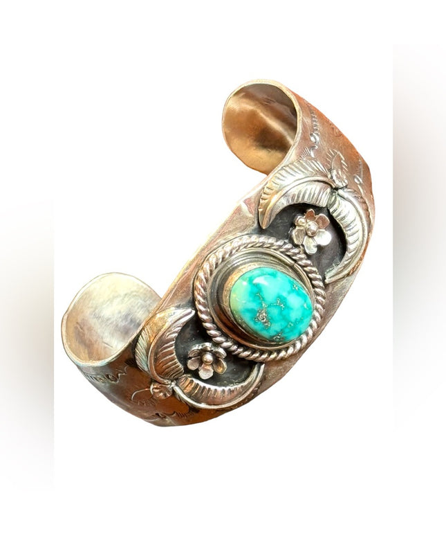 Vintage Southwestern Navajo Sterling silver 925 Handmade turquoise Cuff bracelet