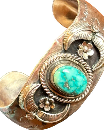 Vintage Southwestern Navajo Sterling silver 925 Handmade turquoise Cuff bracelet