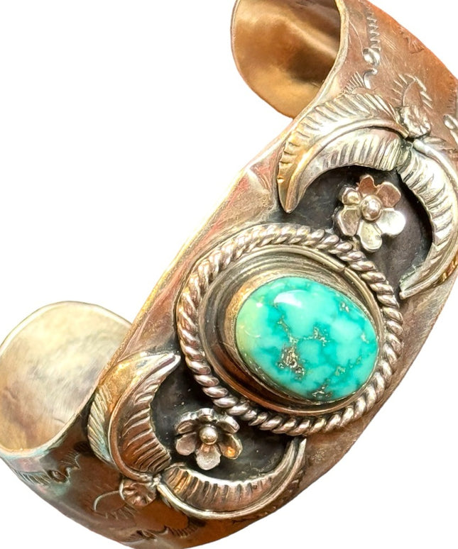 Vintage Southwestern Navajo Sterling silver 925 Handmade turquoise Cuff bracelet