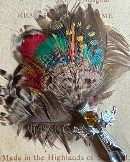 Vintage Scottish Plume brooch hat kilt pin Monteiths of Glasgow