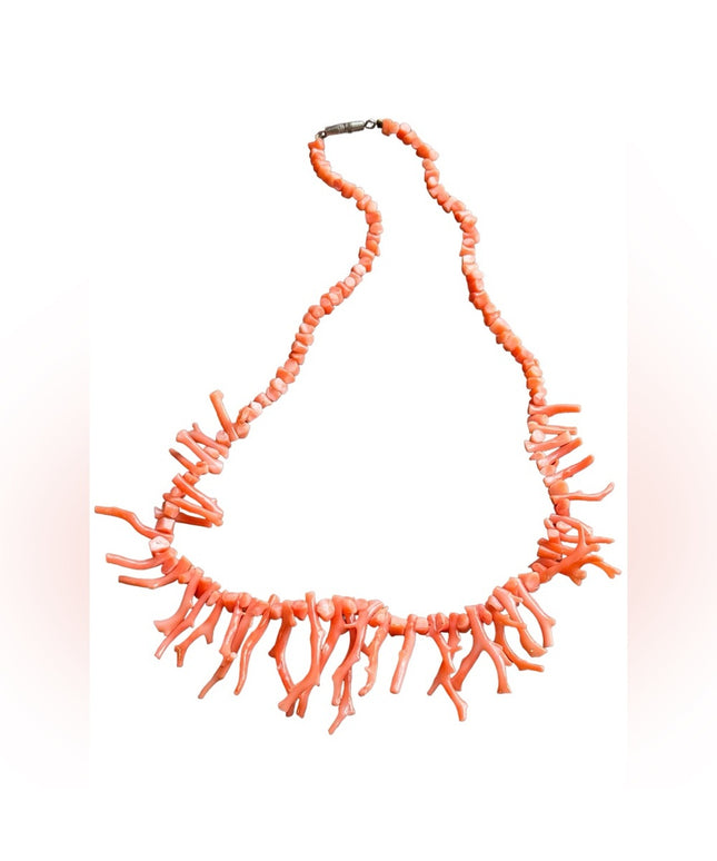 Vintage 1950s Angel skin coral neckkace Handmade