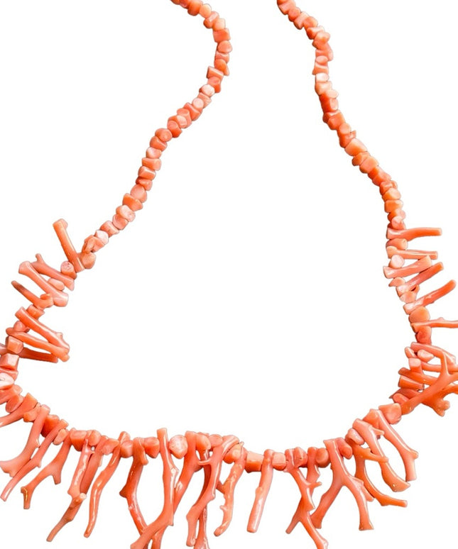 Vintage 1950s Angel skin coral neckkace Handmade