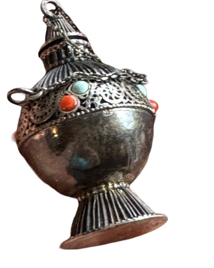 Ornate Silver Antique Vintage Perfume Attar Bottle Traditional