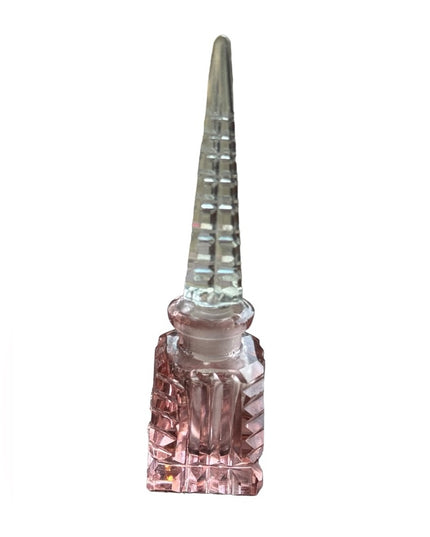 Vintage MINI Czech Cut glass pastel pink perfume bottle