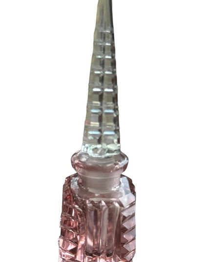 Vintage MINI Czech Cut glass pastel pink perfume bottle