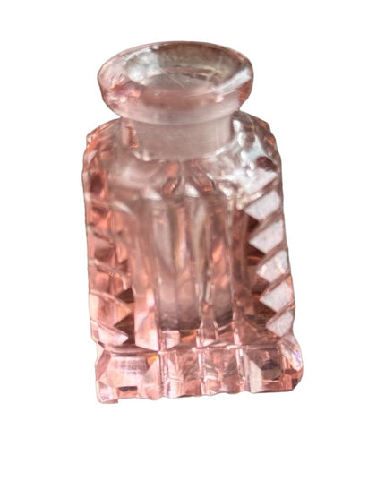 Vintage MINI Czech Cut glass pastel pink perfume bottle