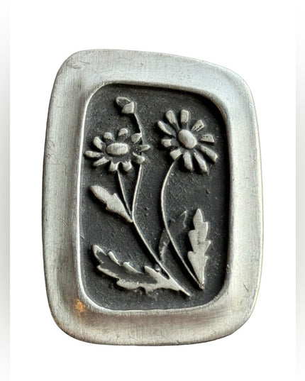 Vintage mid century 1950s Signed R Tennesmed Sweden Pewter Wildflower Design