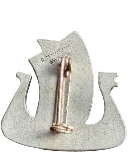 Vintage R Tennesmed Sweden Brooch Pin Viking Ship Pewter 1970s