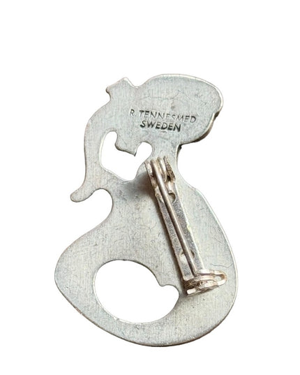 Vintage Mid century modernist Signed R Tenn Sweden Pewter Mermaid Brooch/Pin