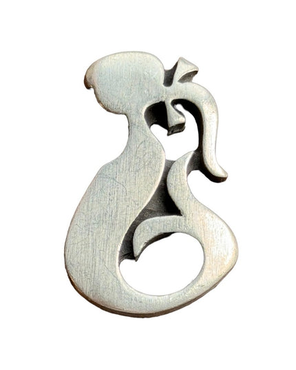 Vintage Mid century modernist Signed R Tenn Sweden Pewter Mermaid Brooch/Pin
