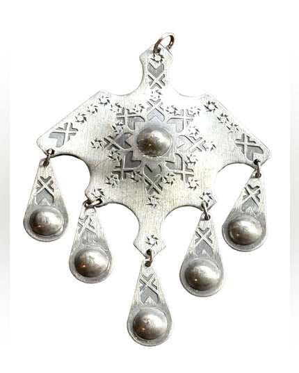 VINTAGE ROLF BUODD NORSK HANDARBEIDE PEWTER Large PENDANT  Mid century