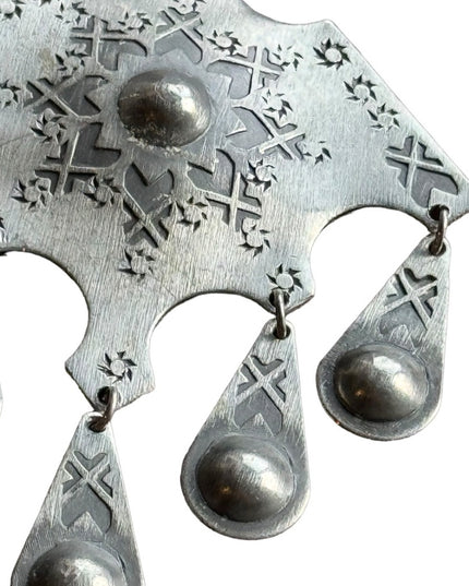 VINTAGE ROLF BUODD NORSK HANDARBEIDE PEWTER Large PENDANT  Mid century