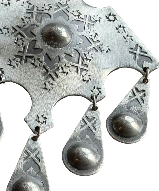 VINTAGE ROLF BUODD NORSK HANDARBEIDE PEWTER Large PENDANT  Mid century